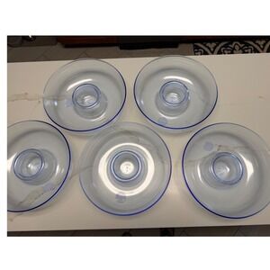 US Acrylic Blue Chip and Dip Bowls Set of 5 Individual Serving Trays 12 Inch